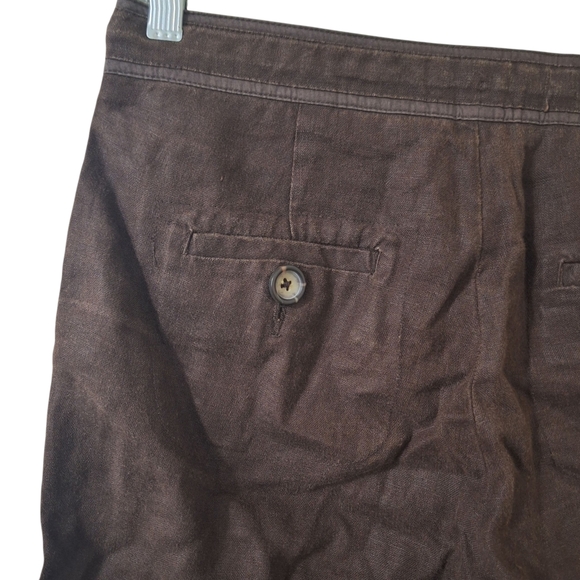 Y2K Banana Republic Womens Brown 100% Linen Shorts Sz 2 Draw String - Picture 7 of 11